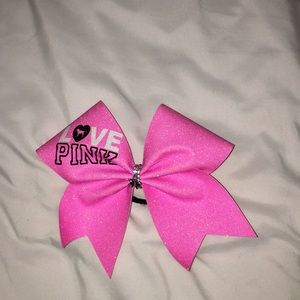 “PINK” sparkly pink cheer bow